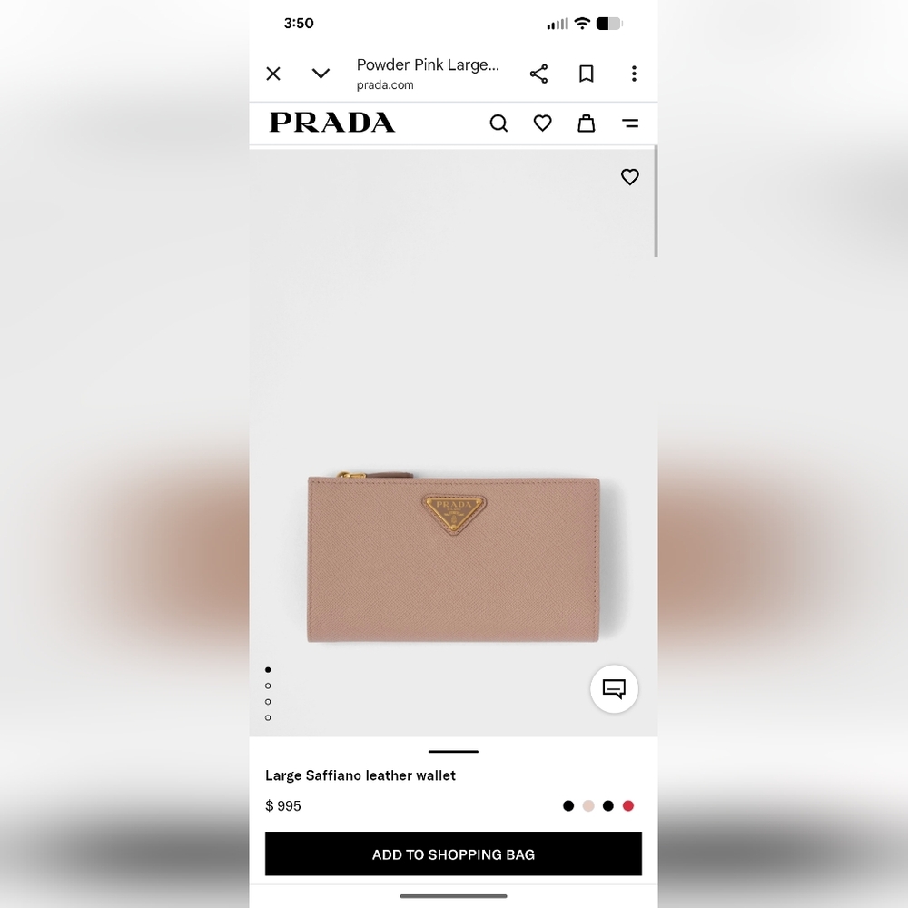Prada Saffiano Metallic Leather Continental Rose gold Pink Double Snap Wallet - Picture 17 of 17